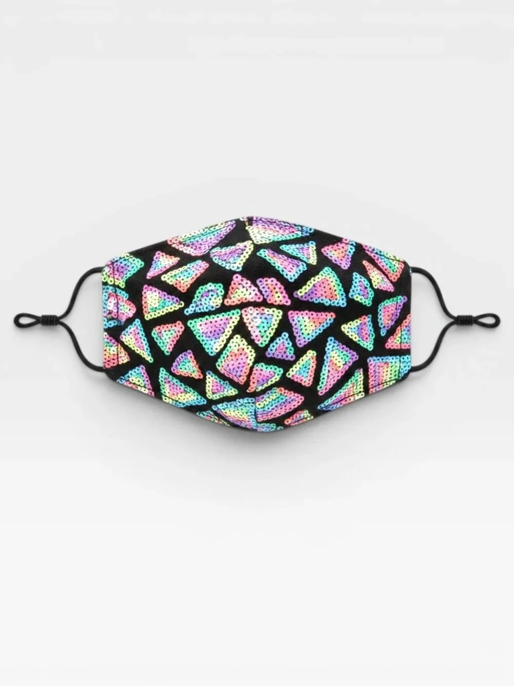 Rainbow Sequin Festival Rave Face Mask Pride Costume Adjustable NWT
